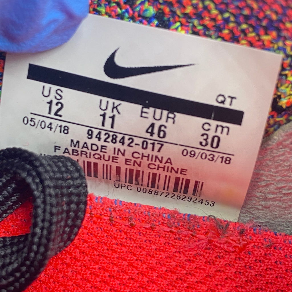 Nike Air Vapormax Flyknit "Black Multicolor" 2018 Used Size 12
