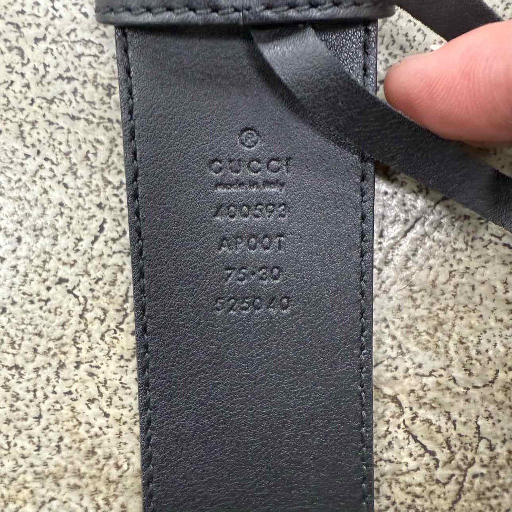 Gucci (W) Belt "GG GOLD BUCKLE" New Black Size 30