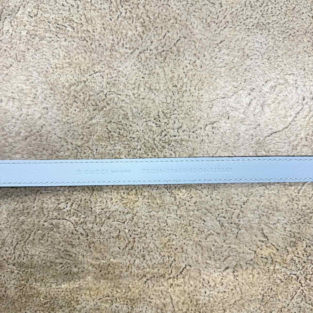 Gucci (W) Belt "RECTANGLE GG BUCKLE" New Blue Size 34