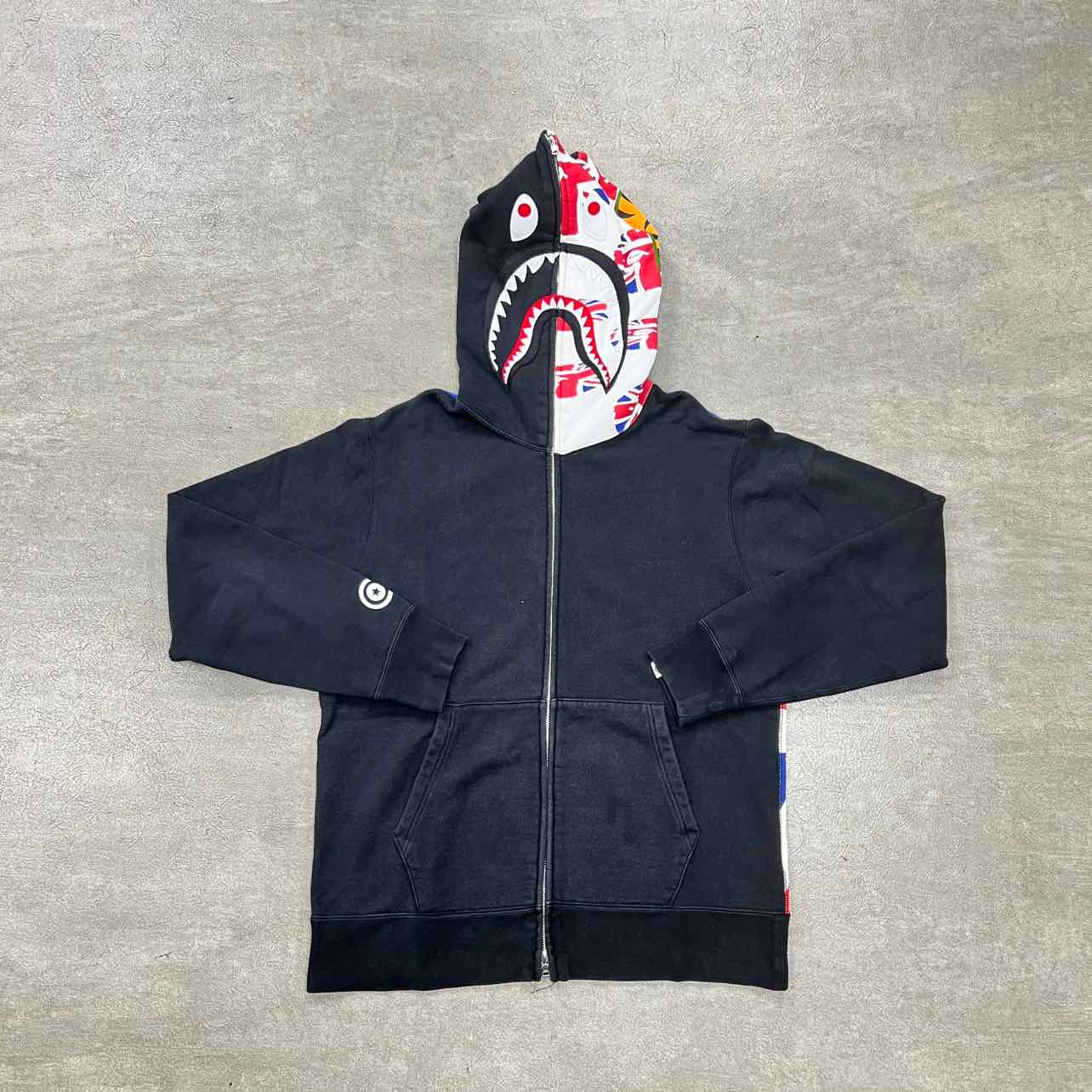 Bape Zip Up SELFRIDGES UNION JACK Black Used Size L Scadent Shops