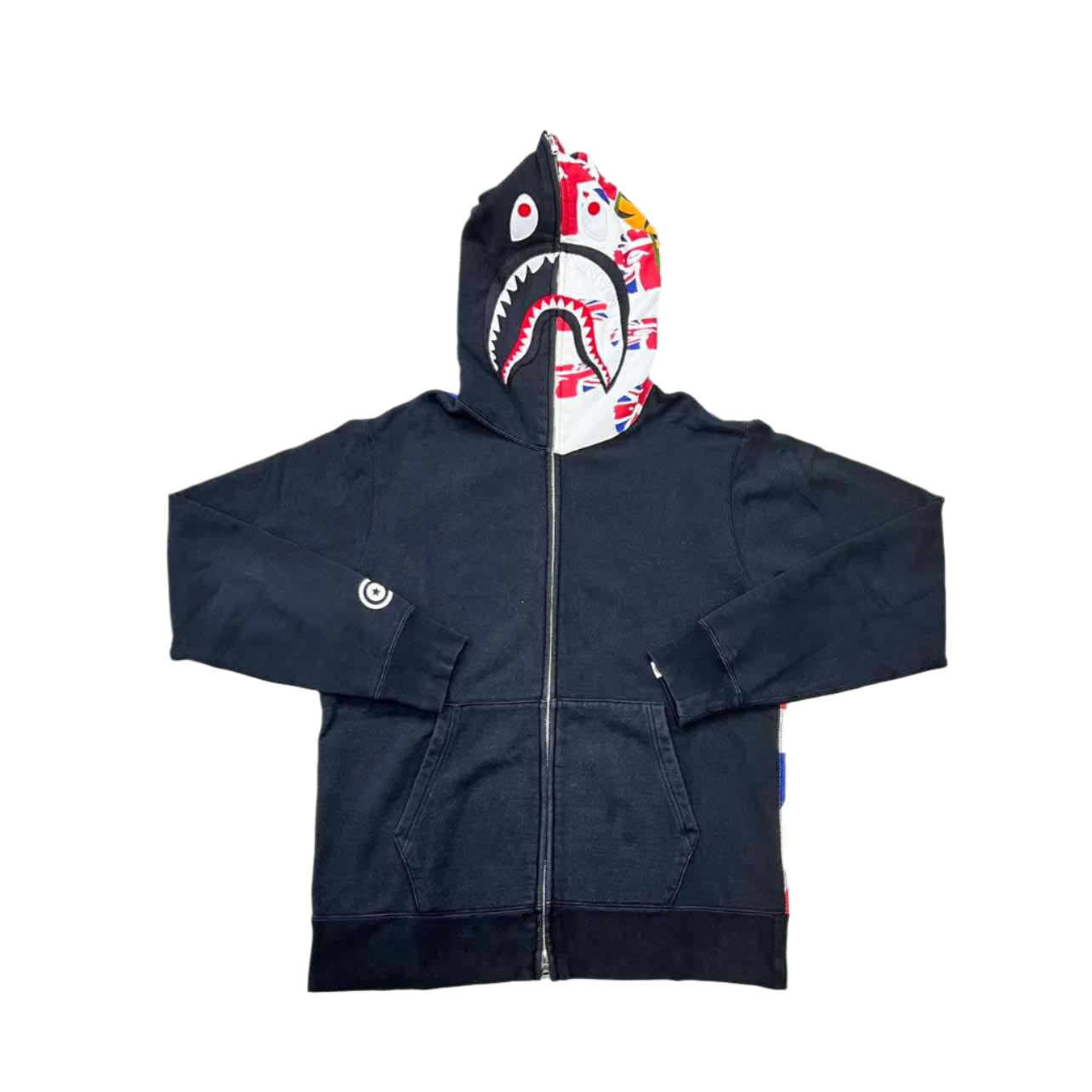 Bape Zip Up SELFRIDGES UNION JACK Black Used Size L Scadent Shops