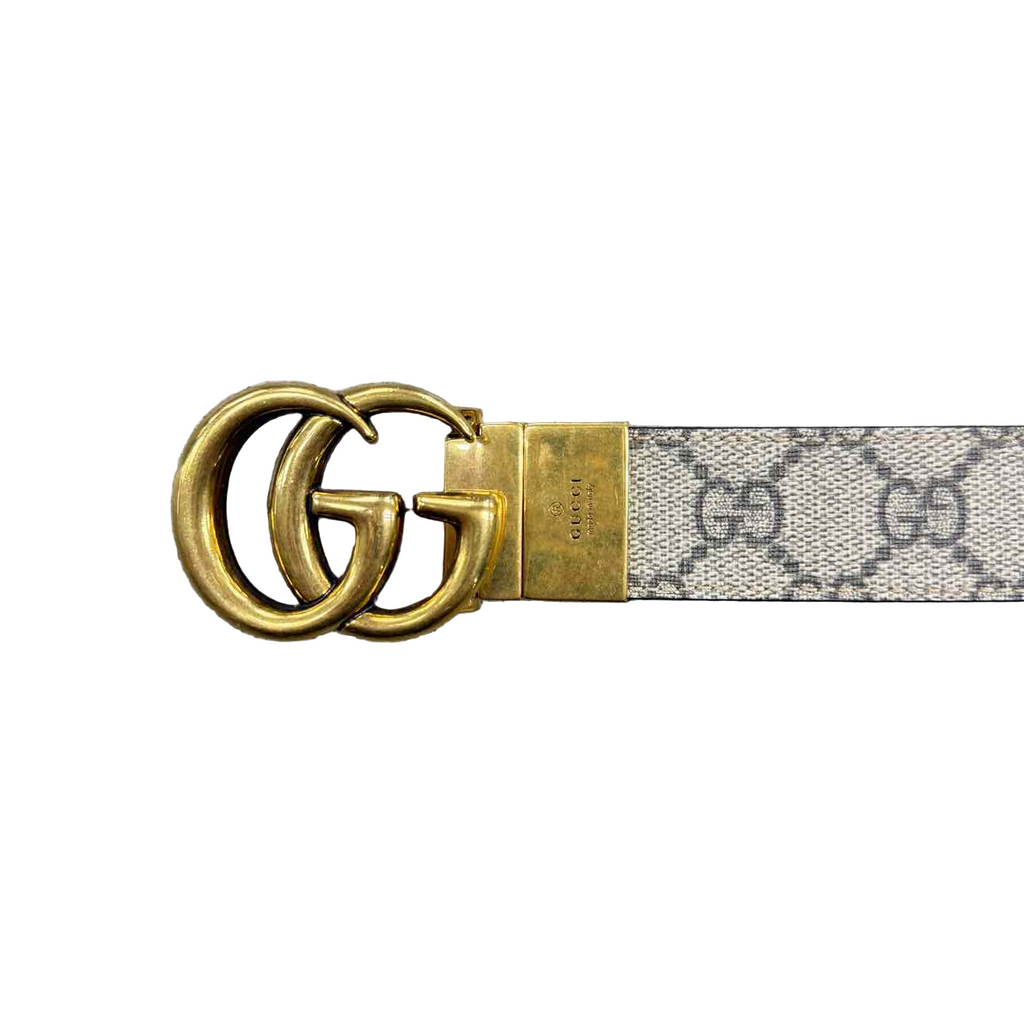 Gucci (W) Belt "REVERSIBLE GG GOLD BUCKLE" New Brown Size 26