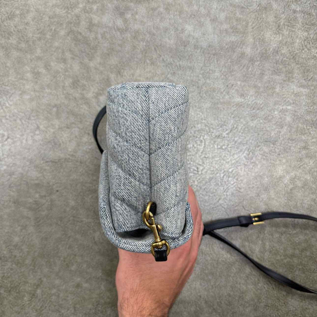 YSL Shoulder Bag "LOULOU DENIM" New Blue