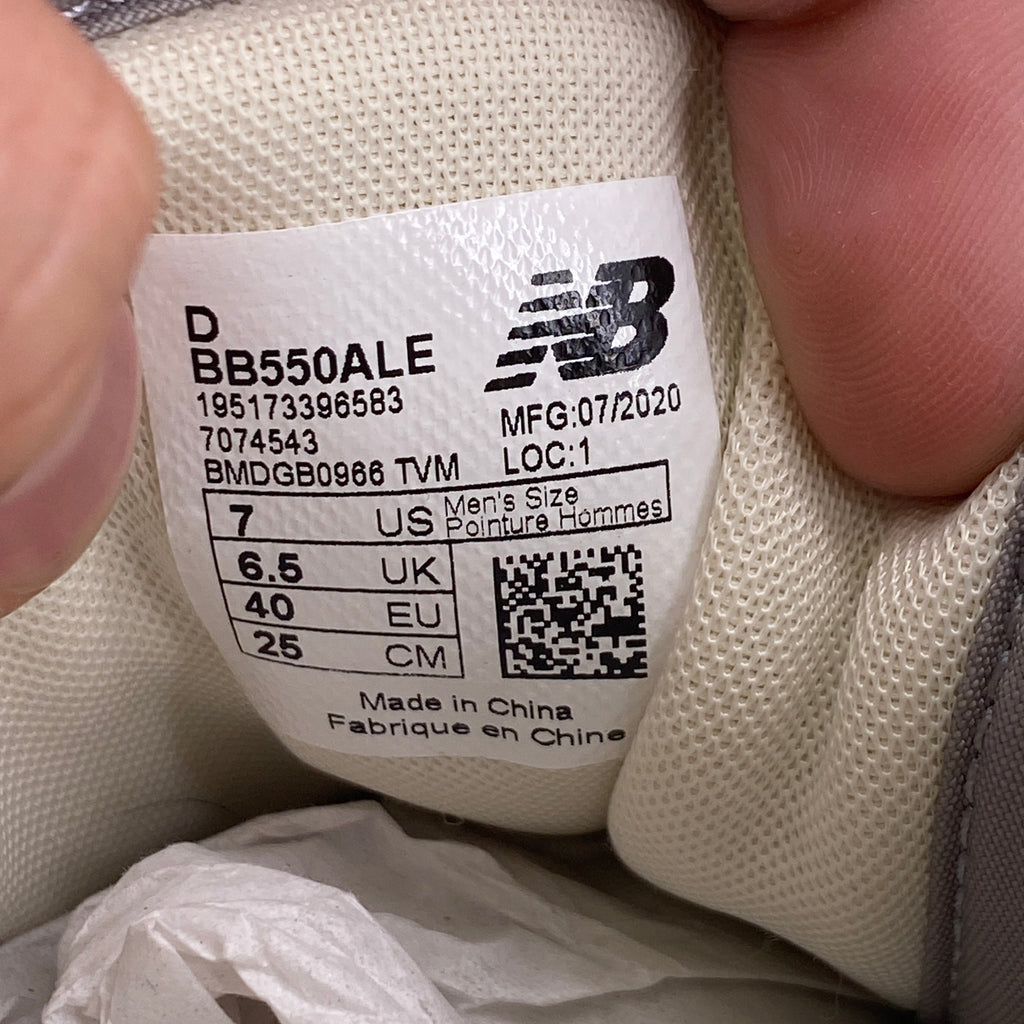 New Balance 550 "Ald Grey" 2020 Used Size 7