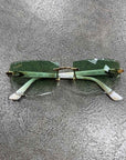 Cartier Sunglasses "WHITE BUFFALO RIMLESS" Used Green Size OS