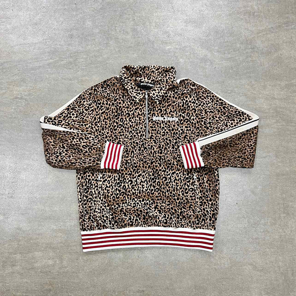 Palm Angels Half Zip Hoodie "CHEETAH" Multi-Color Used Size 2XL