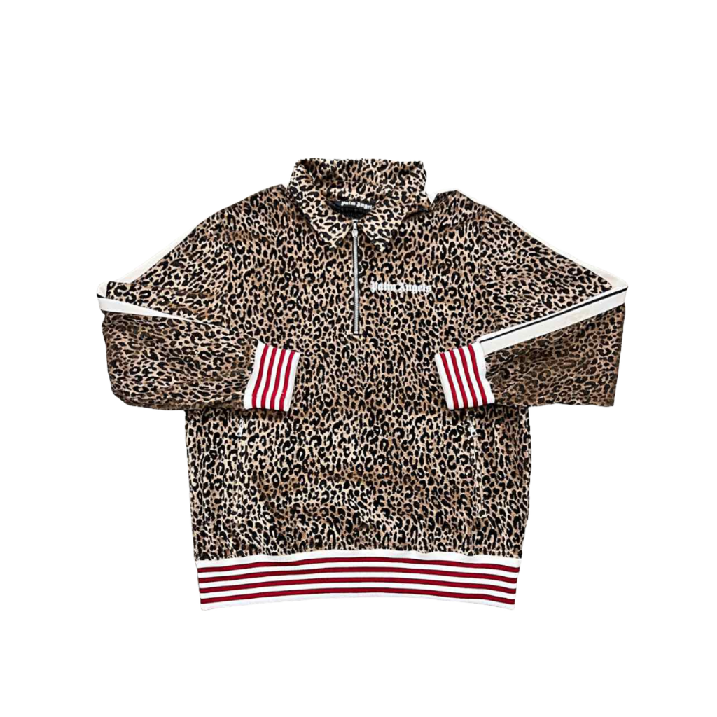 Palm Angels Half Zip Hoodie "CHEETAH" Multi-Color Used Size 2XL