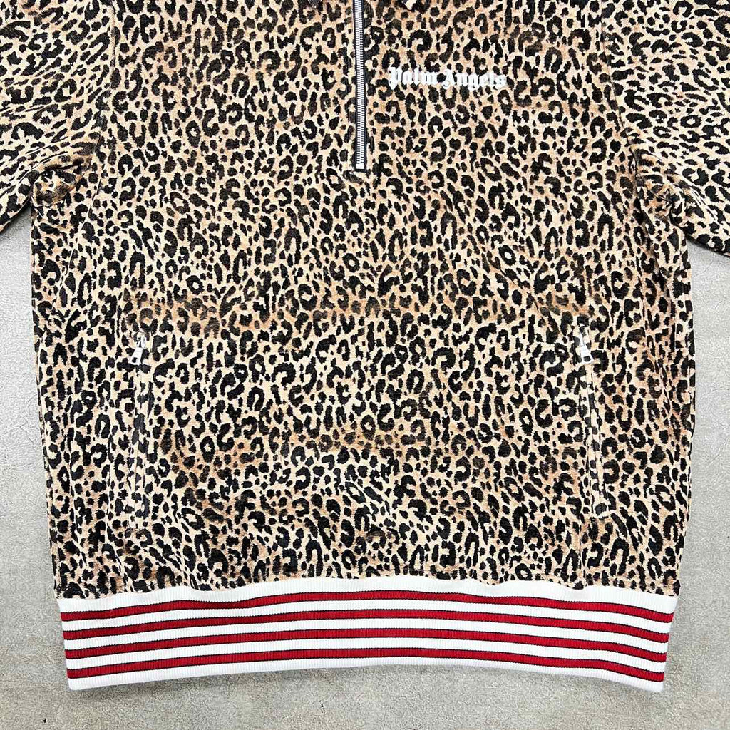Palm Angels Half Zip Hoodie "CHEETAH" Multi-Color Used Size 2XL