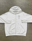 Chrome Hearts Zip Up "SCROLL LOGO" White Used Size XL