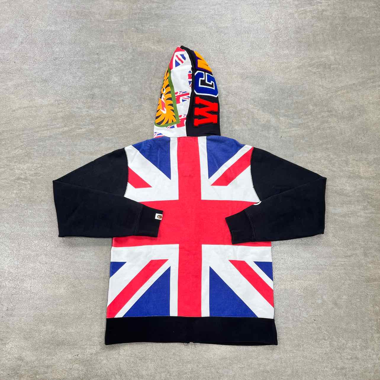 Bape Zip Up SELFRIDGES UNION JACK Black Used Size L Scadent Shops