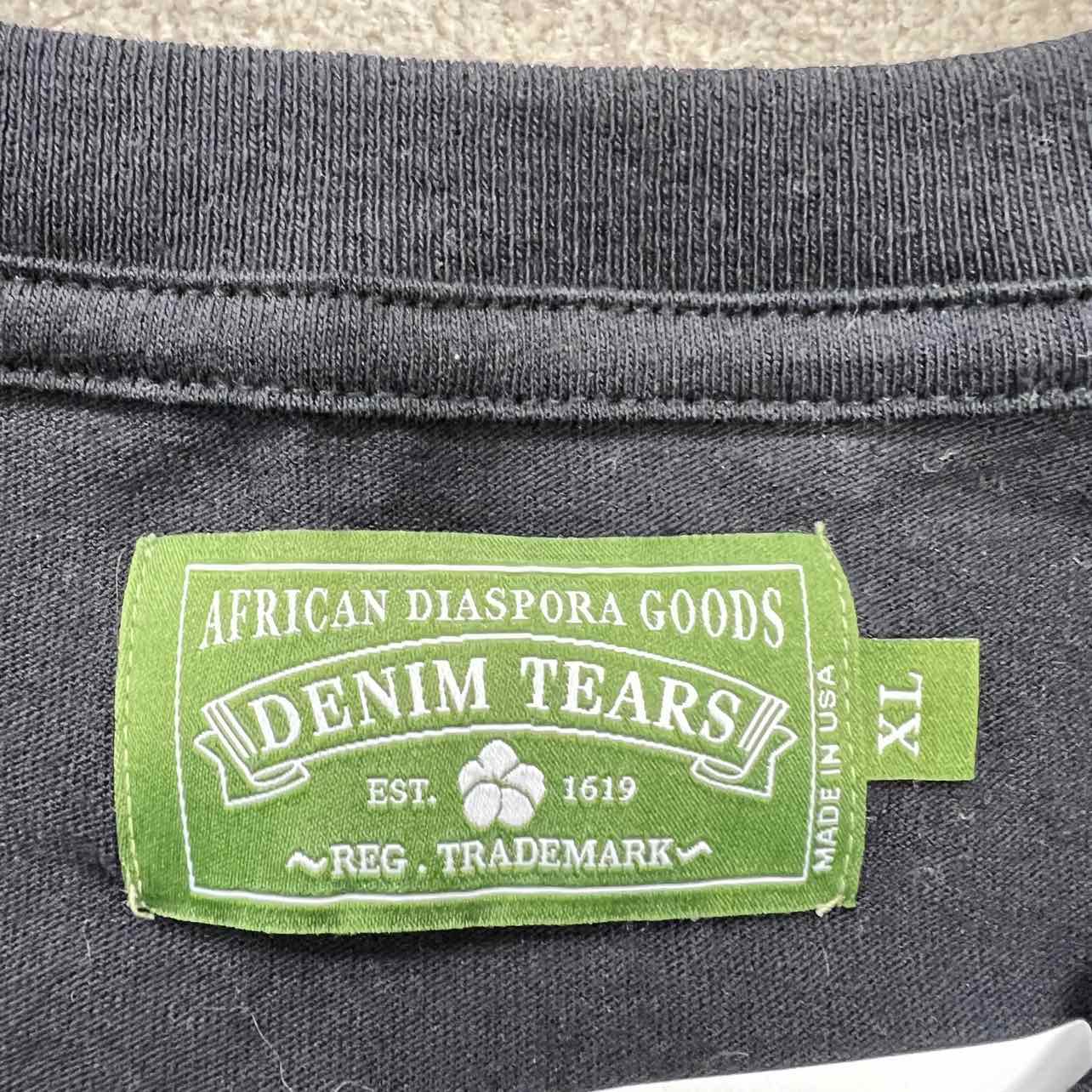 Denim Tears T-Shirt &quot;CHICKEN BONE TEE&quot; Black New Size XL