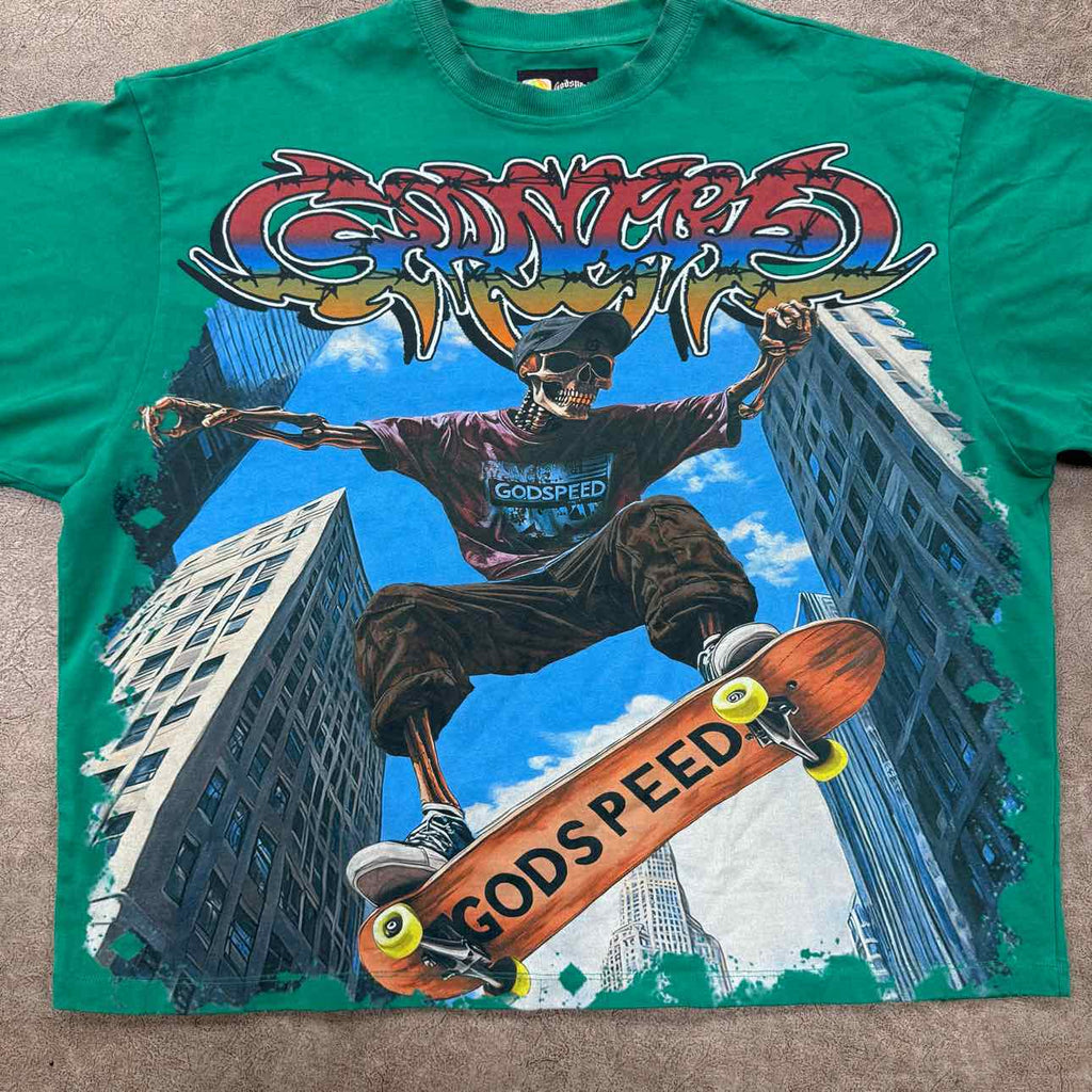 Godspeed T-Shirt "SKATE" Green Used Size XL