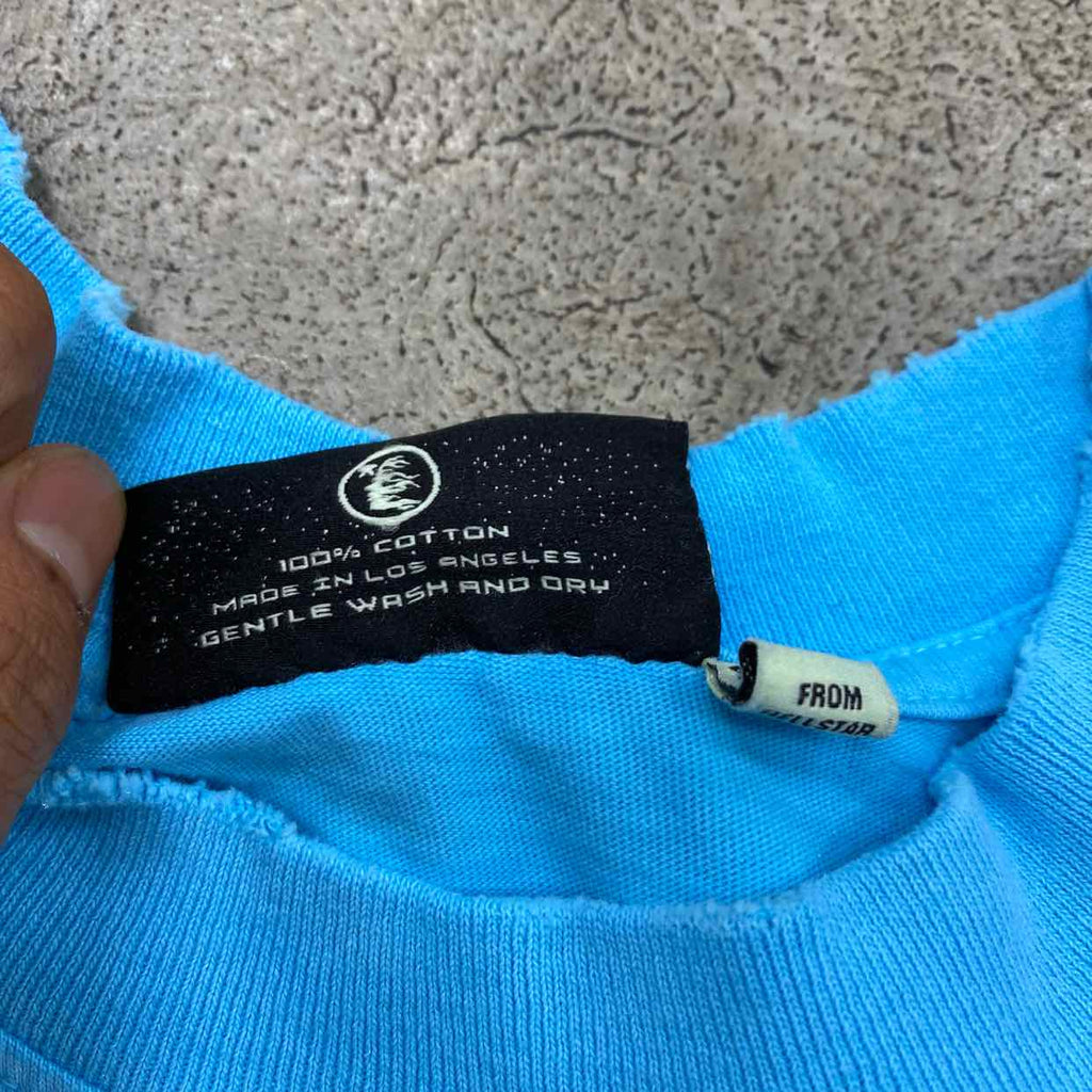 Hellstar T-Shirt "BOX LOGO" Blue New Size S