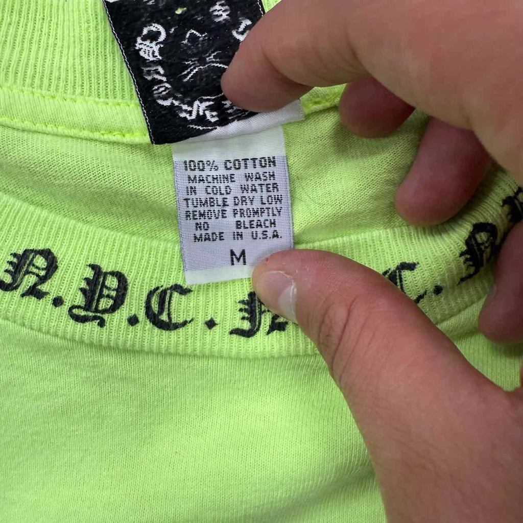 Chrome Hearts T-Shirt "NYC SCROLL" Lime Green Used Size M
