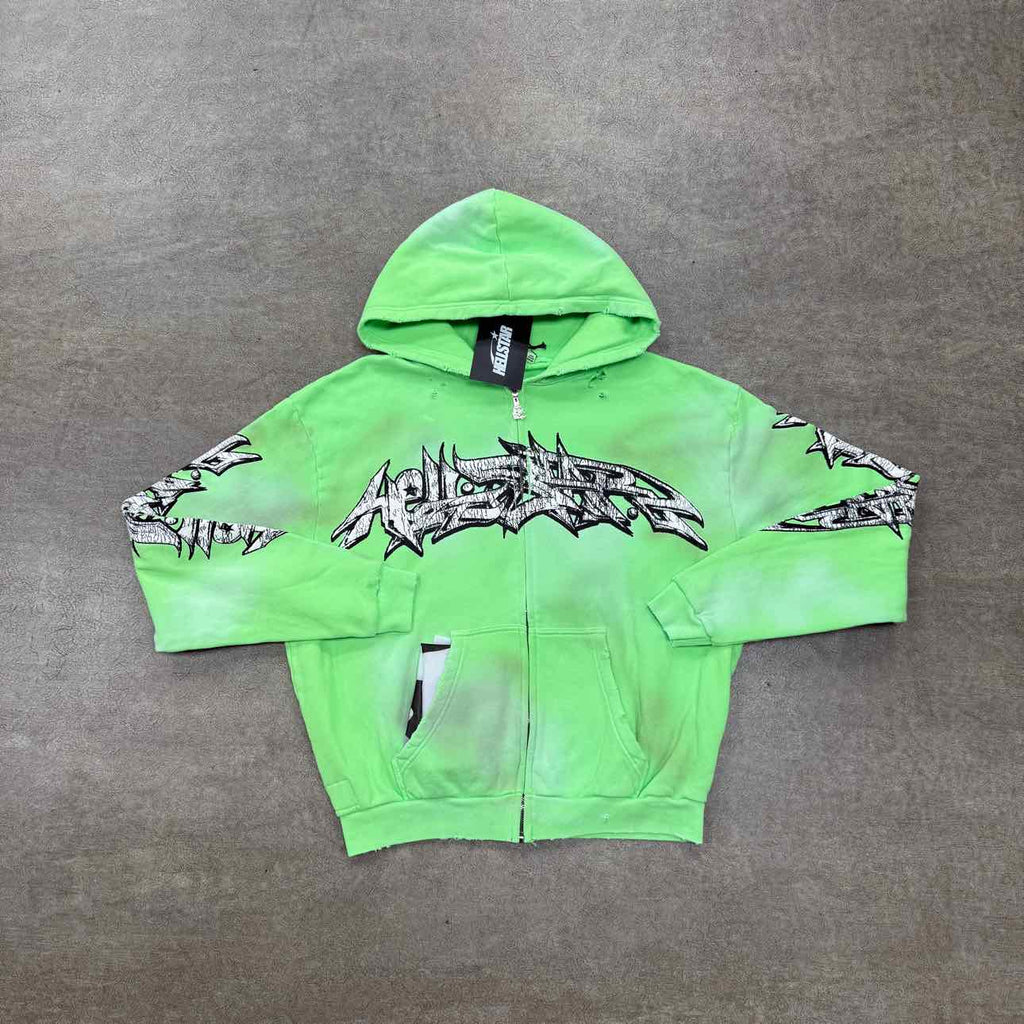 Hellstar Zip Up "GRAFFITI" Green New Size L