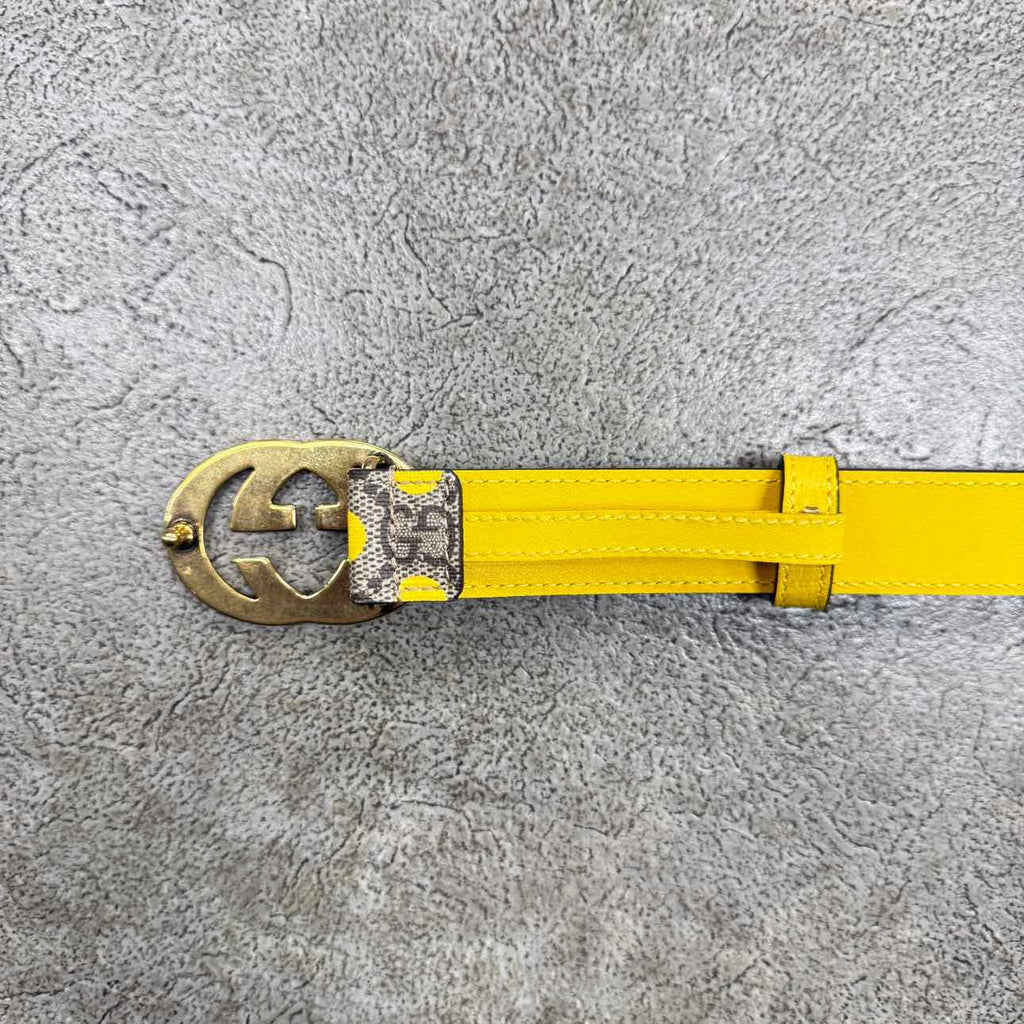 Gucci (W) Belt "POKE A DOT" New Yellow Size 34