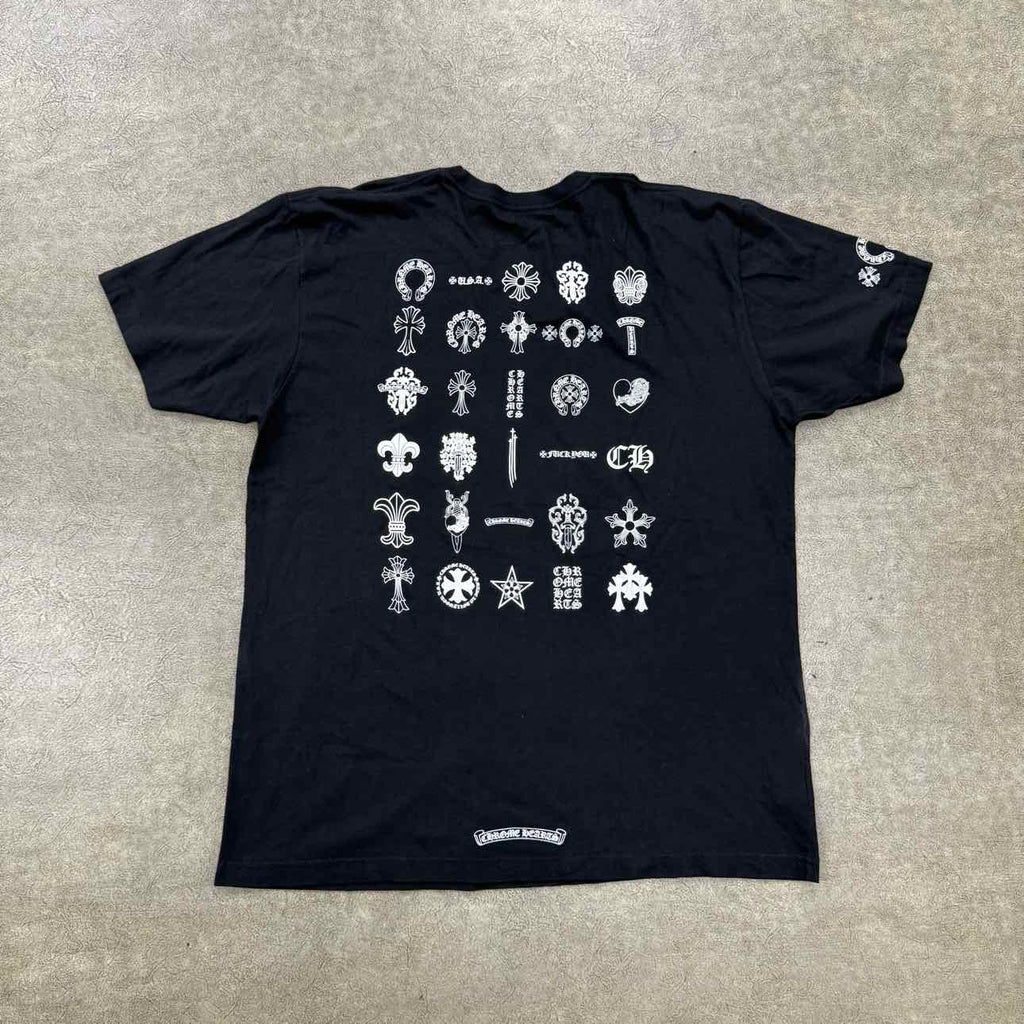 Chrome Hearts T-Shirt "MULTI LOGO" Black Used Size 2XL