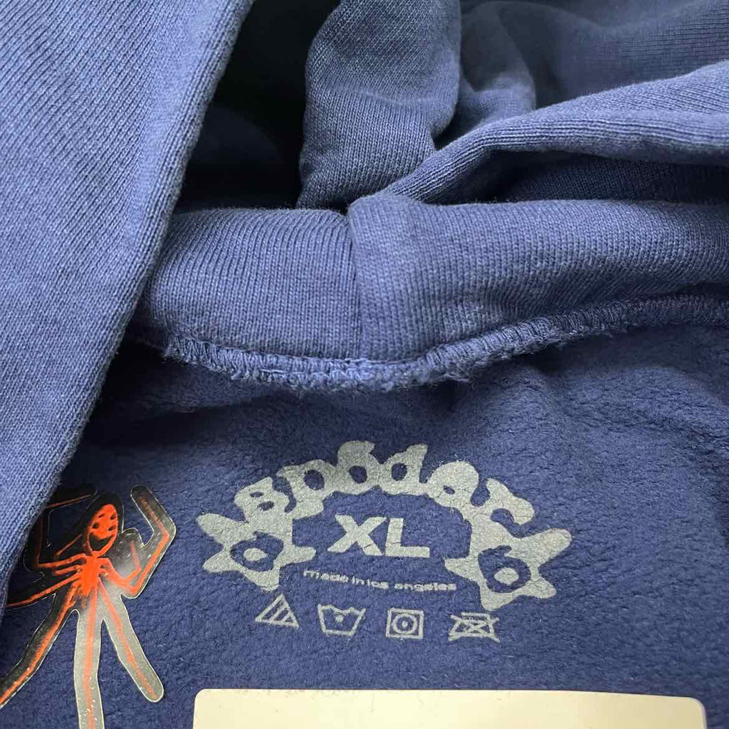 Sp5der Hoodie "BELUGA" Navy New Size XL