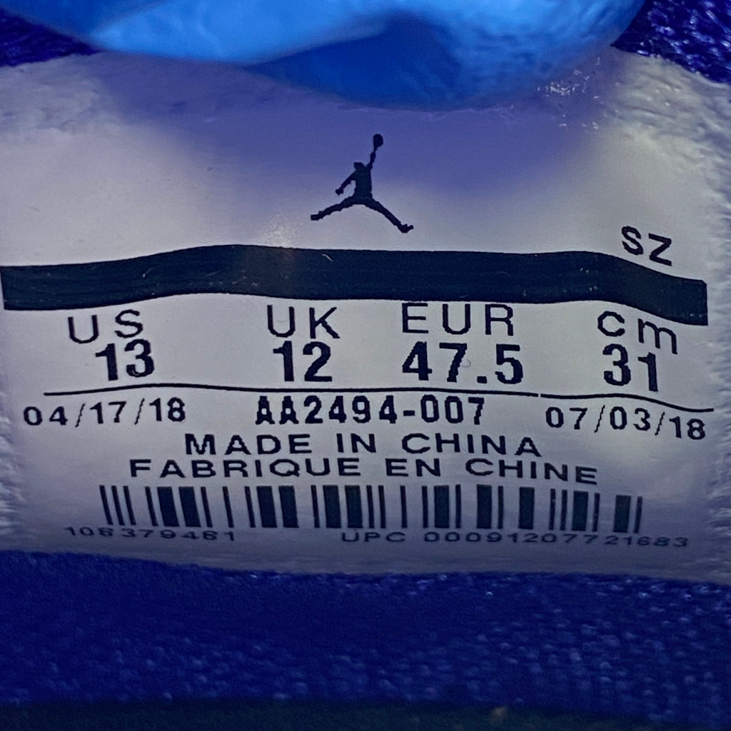 Air Jordan 18 Retro "Black Sport Royal" 2018 Used Size 13
