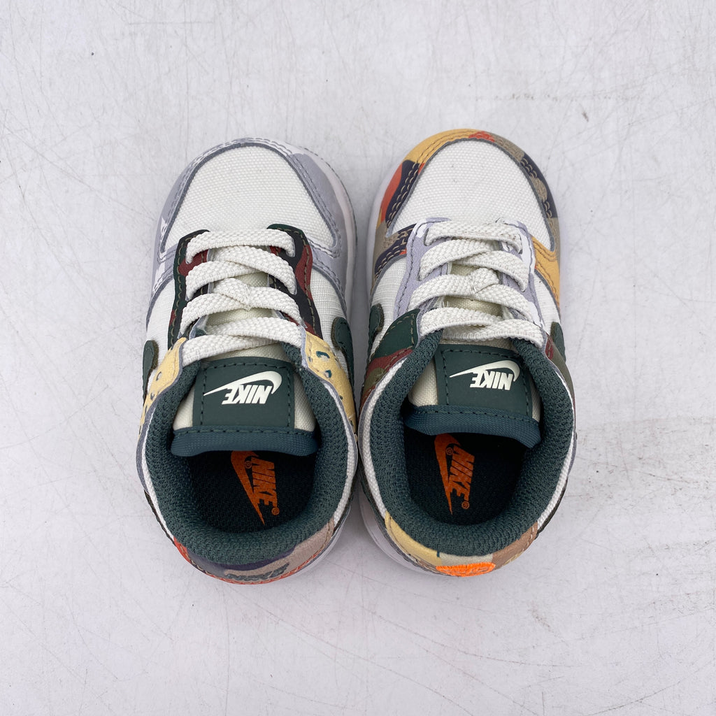 Nike (TD) Dunk Low "Sail Multi Camo" 2021 New Size 4c
