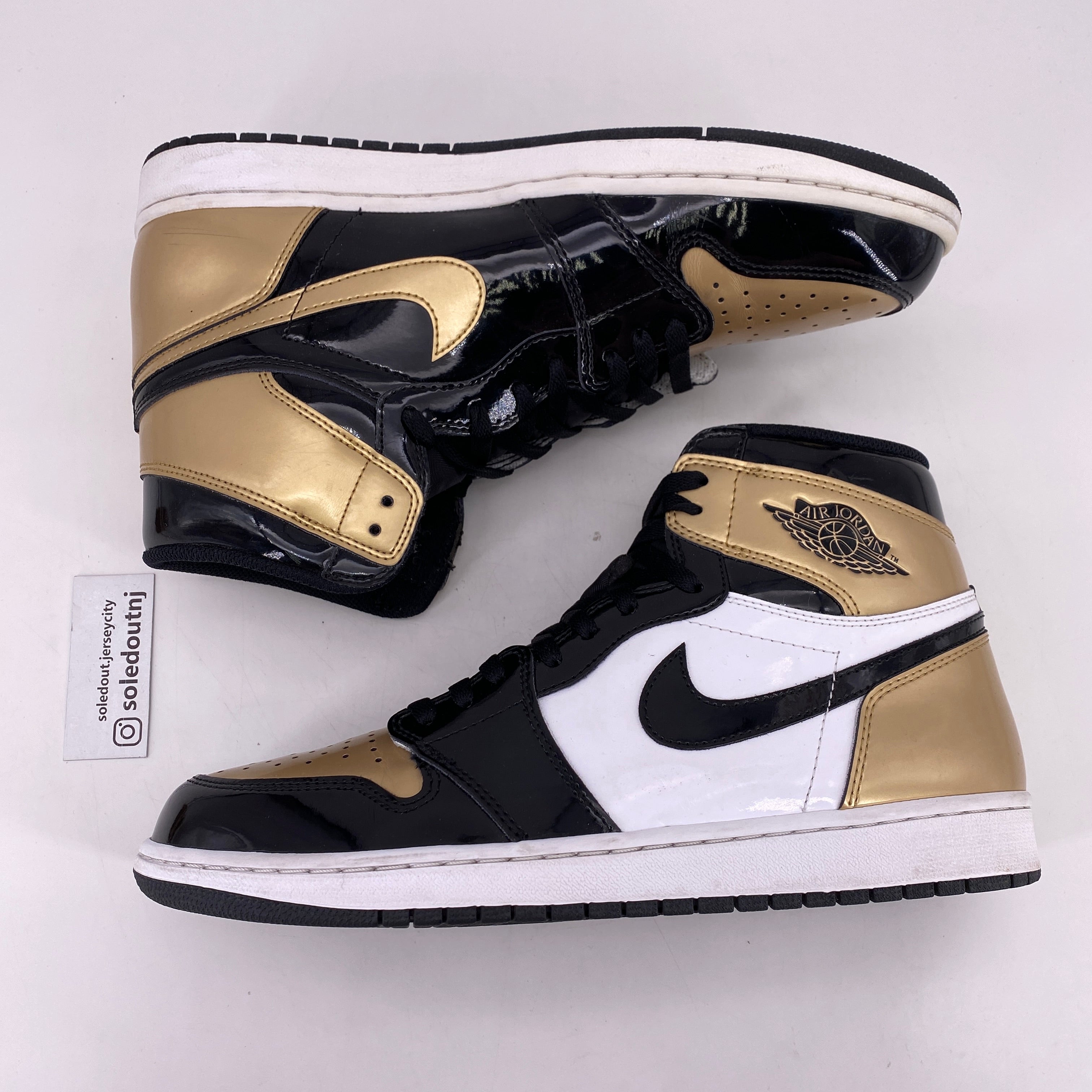 Nike Air Jordan 1 Low SE Patent Gold Toe store GS size 6Y Black Gold White shoes