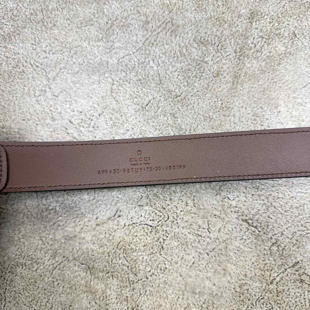 Gucci (W) Belt "OVAL GOLD BUCKLE" New Brown Size 30