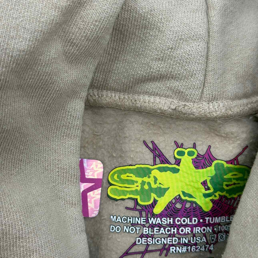 Sp5der Hoodie "BELUGA" Sand New Size 2XL