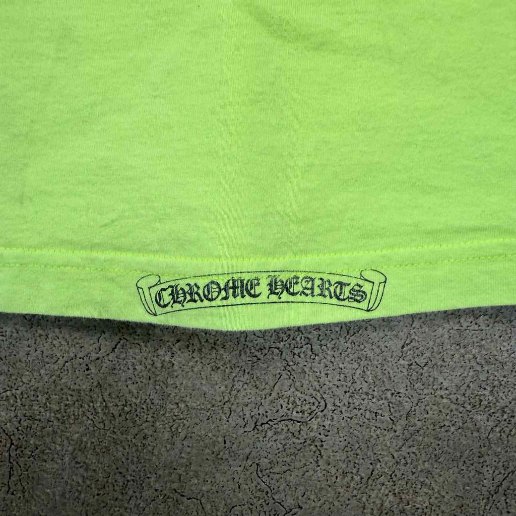 Chrome Hearts T-Shirt "NYC SCROLL" Lime Green Used Size M