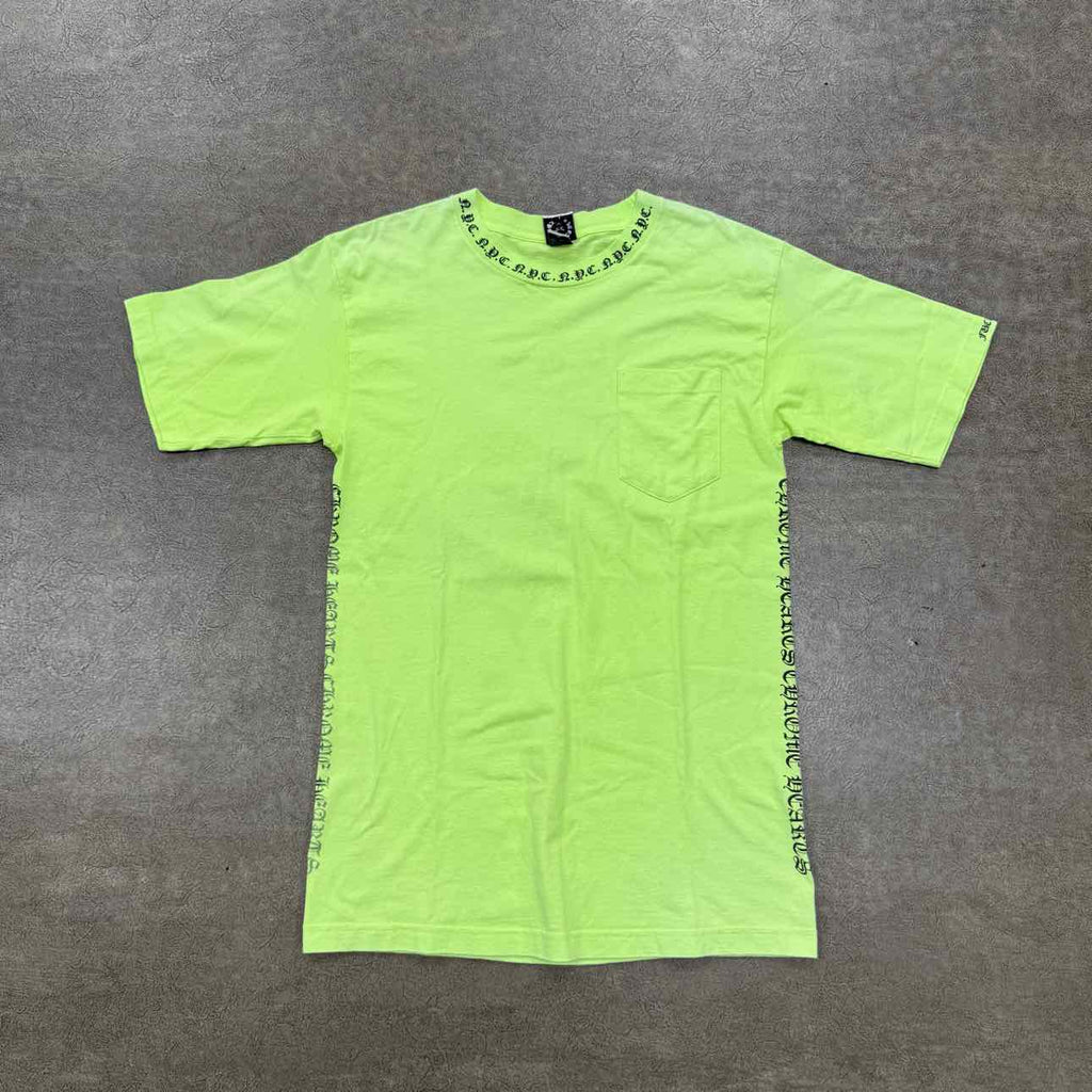 Chrome Hearts T-Shirt "NYC SCROLL" Lime Green Used Size M