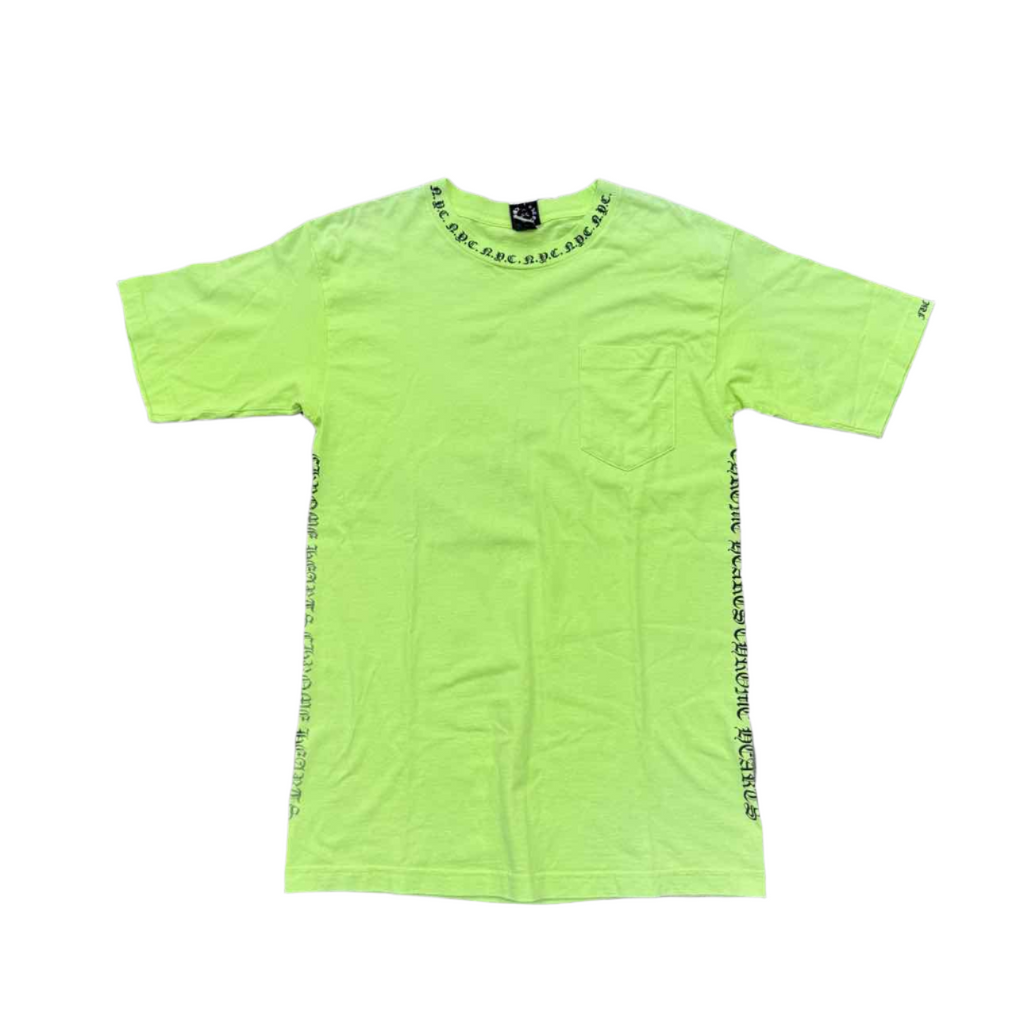 Chrome Hearts T-Shirt "NYC SCROLL" Lime Green Used Size M