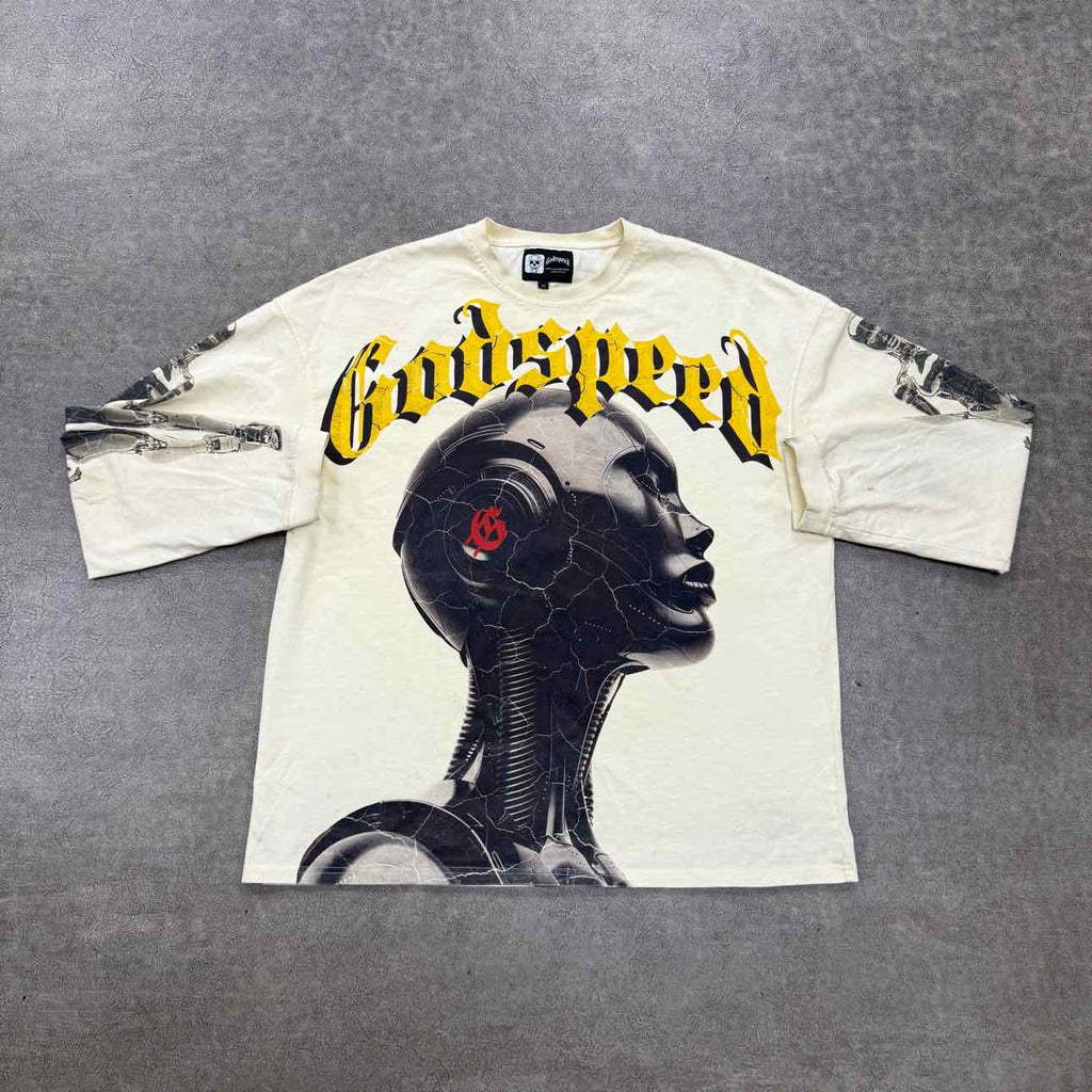 Godspeed Long Sleeve "OUT OF MANY" Cream Used Size XL