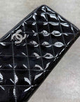 Chanel Wallet "QUILTED PATENT LEATHER" Used Black Size OS