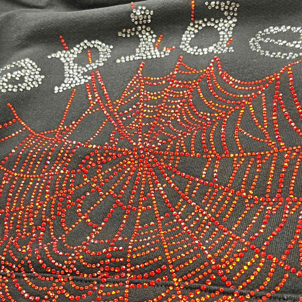 Sp5der Hoodie "RHINESTONE" Black New Size XL