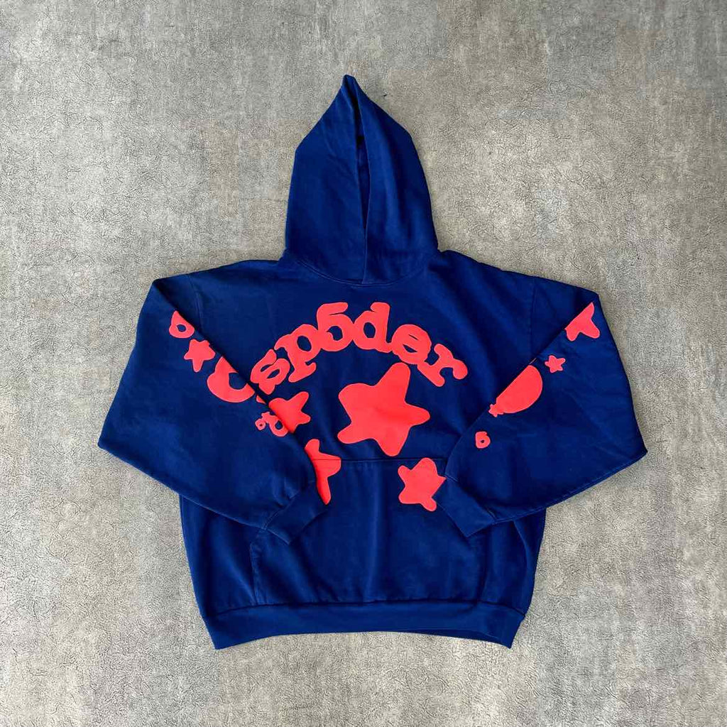 Sp5der Hoodie "BELUGA" Navy New Size XL