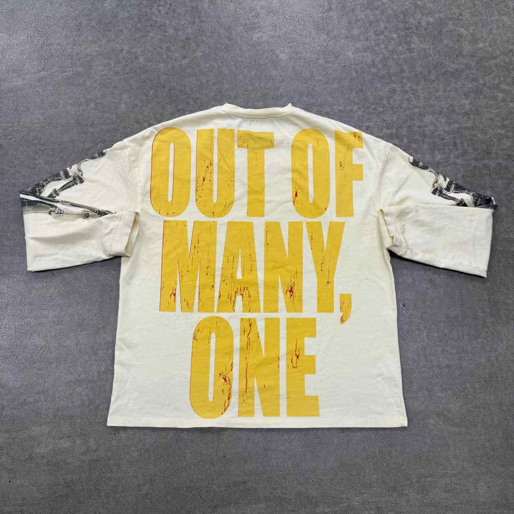 Godspeed Long Sleeve "OUT OF MANY" Cream Used Size XL