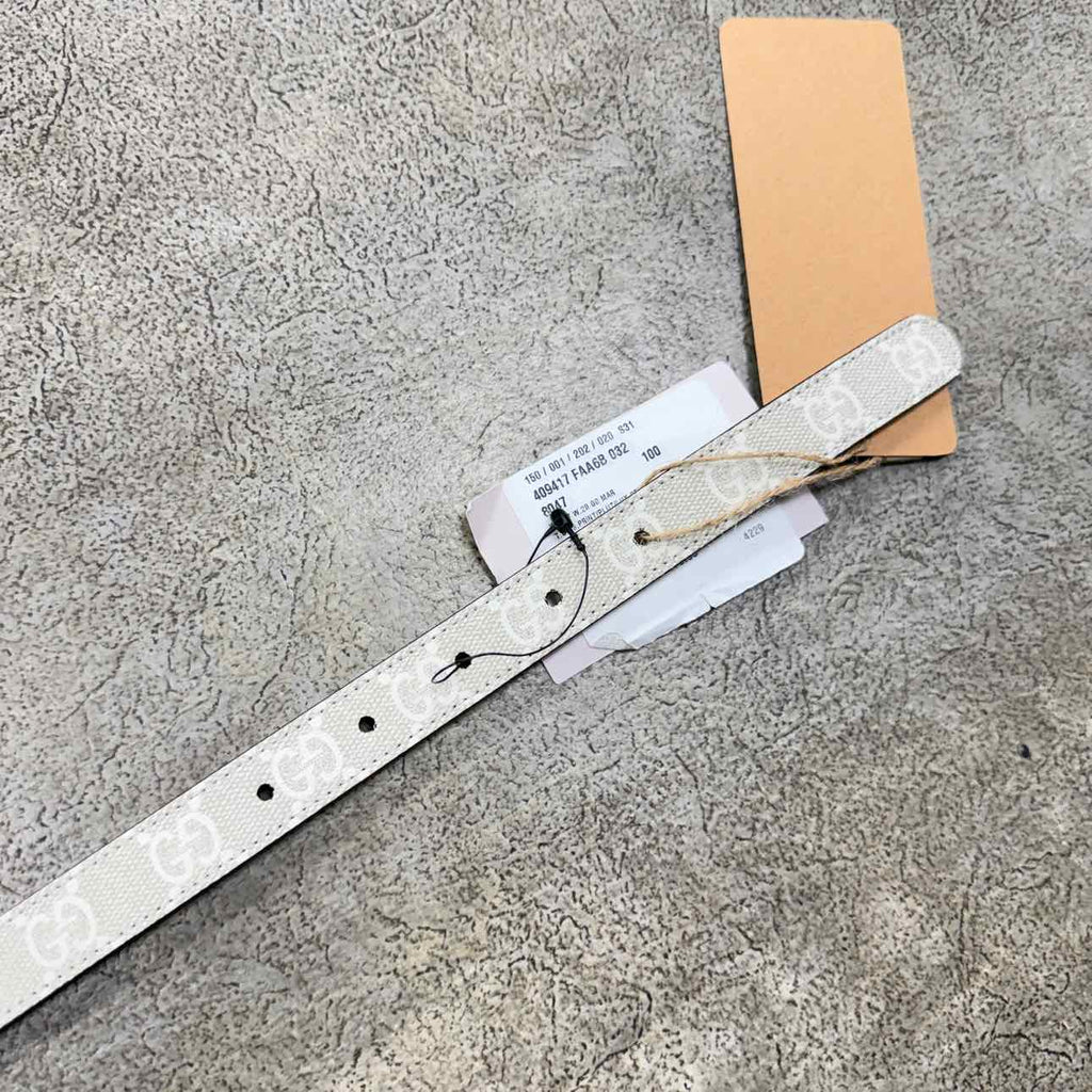 Gucci (W) Belt "GG MINI WHITE BUCKLE" New White Size 40