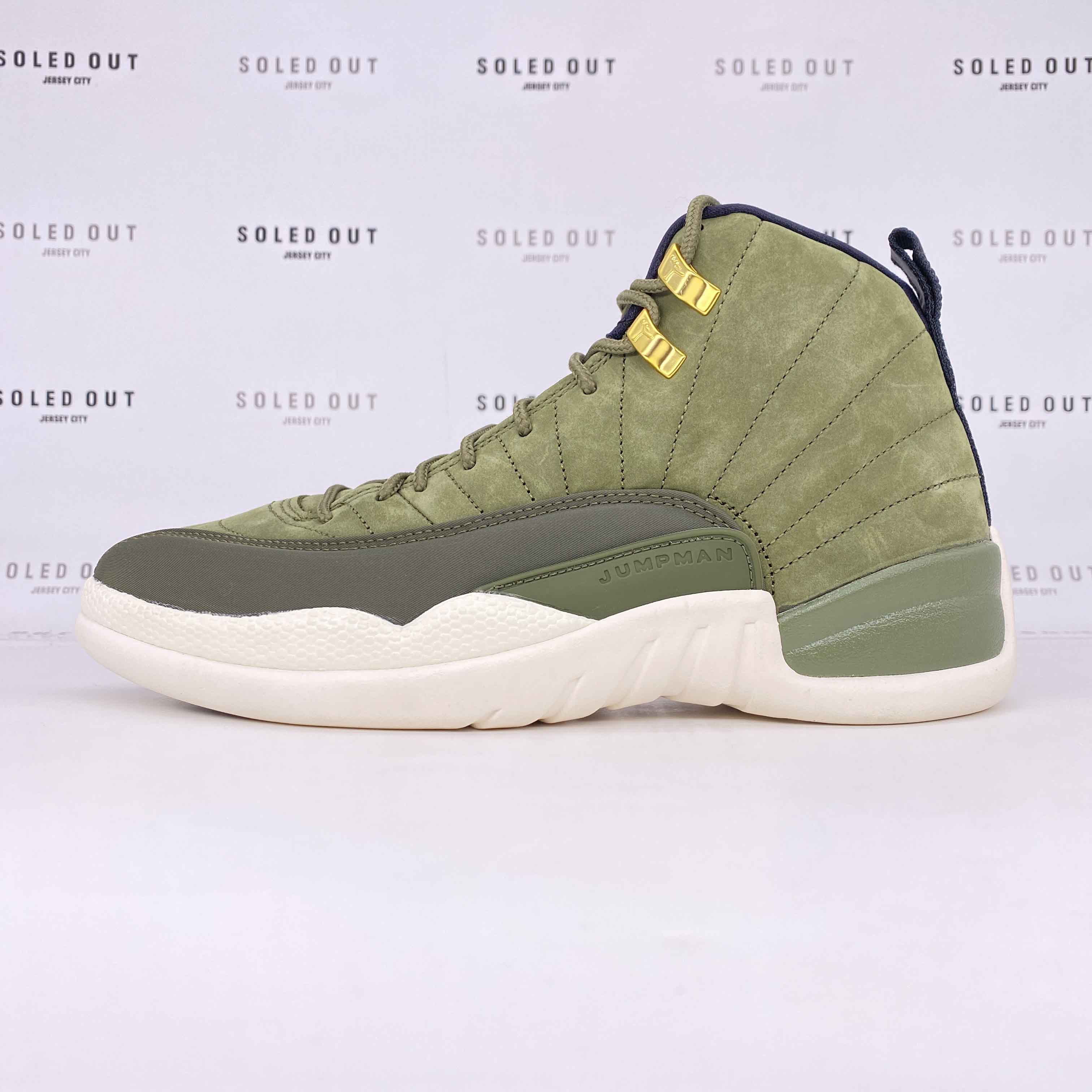 Jordan 12 green suede deals