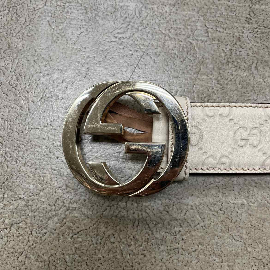 Gucci Belt "INTERLOCKING G" Used Beige Size 32 (W)