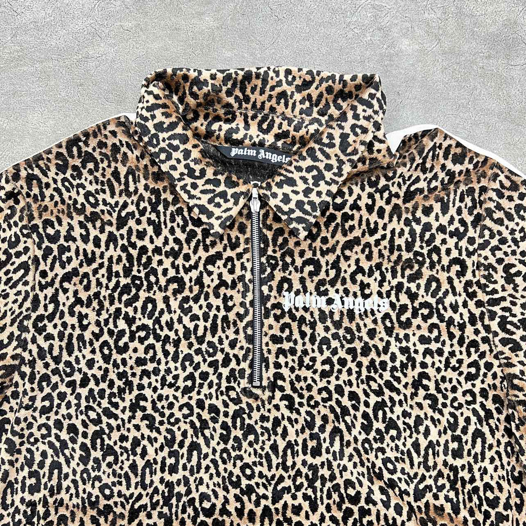 Palm Angels Half Zip Hoodie "CHEETAH" Multi-Color Used Size 2XL