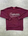 Supreme Crewneck Sweater "BRUSH SCRIPT" Maroon Used Size L