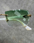 Cartier Sunglasses "WHITE BUFFALO RIMLESS" Used Green Size OS