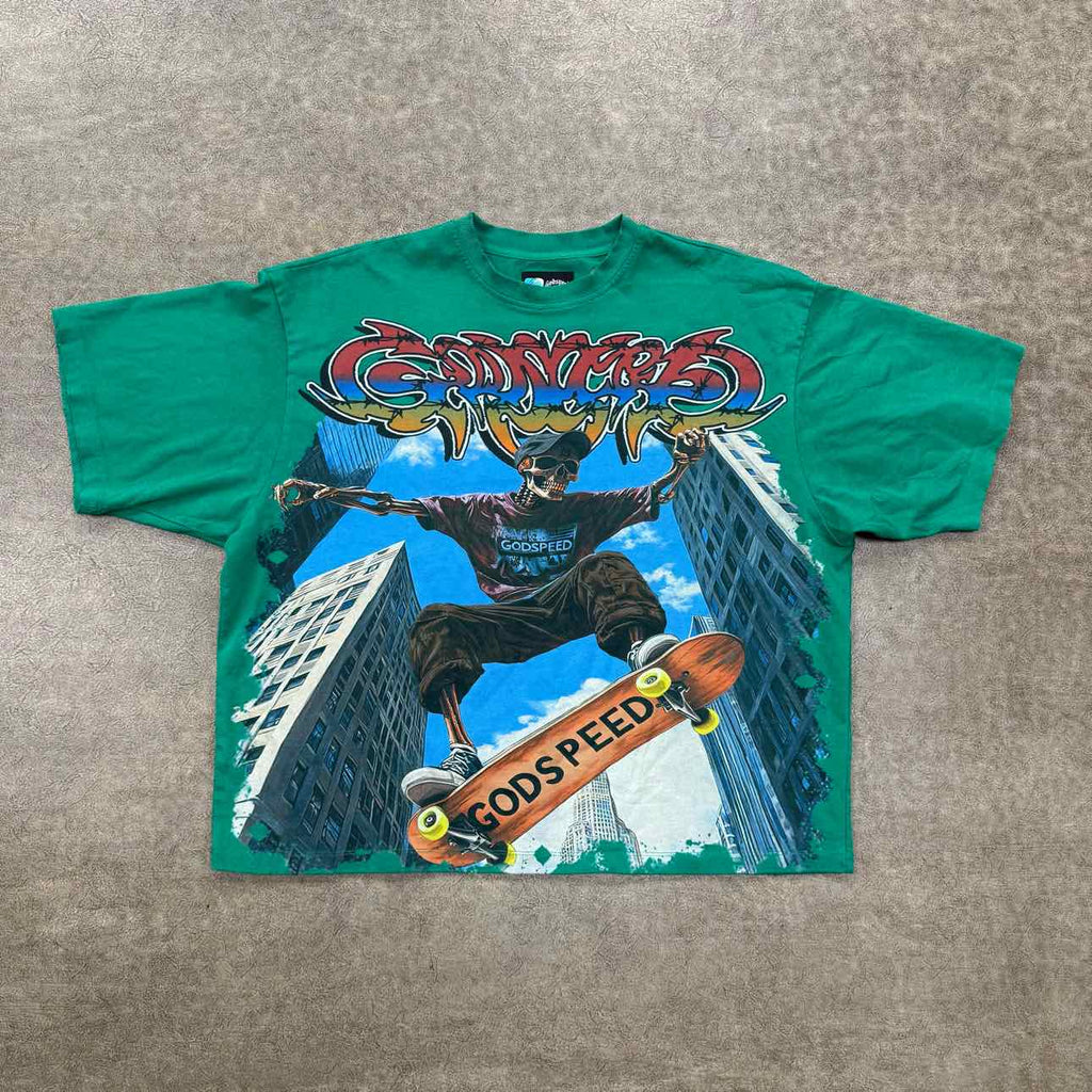 Godspeed T-Shirt "SKATE" Green Used Size XL