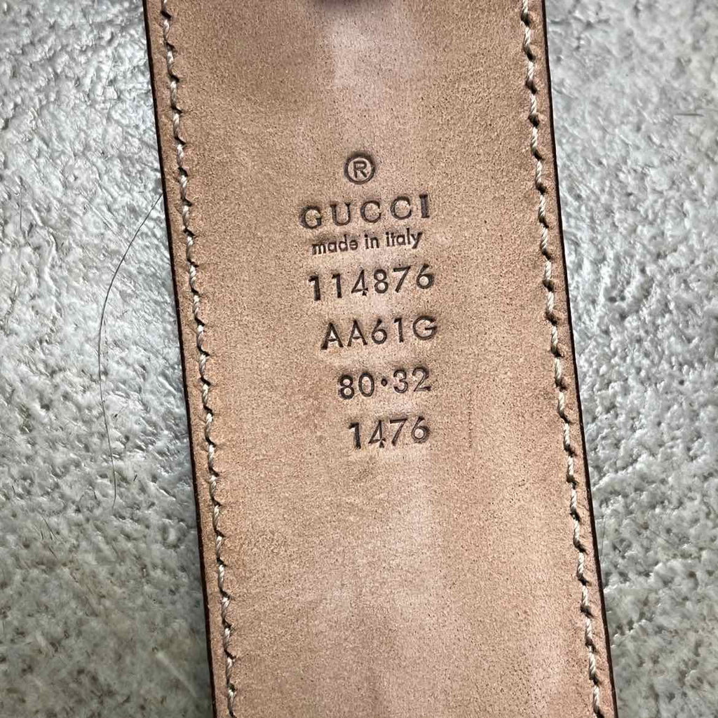 Gucci Belt "INTERLOCKING G" Used Beige Size 32 (W)