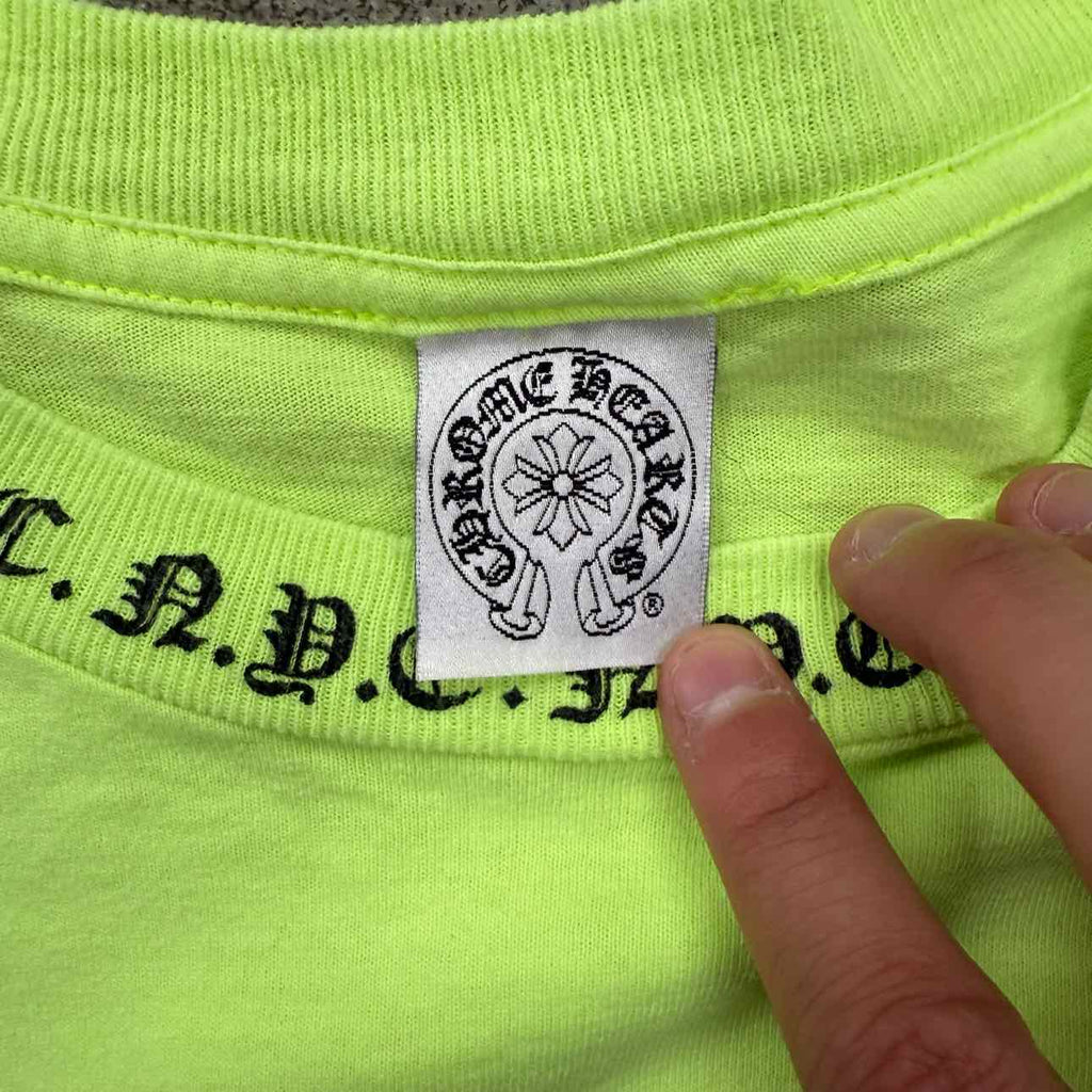 Chrome Hearts T-Shirt "NYC SCROLL" Lime Green Used Size M
