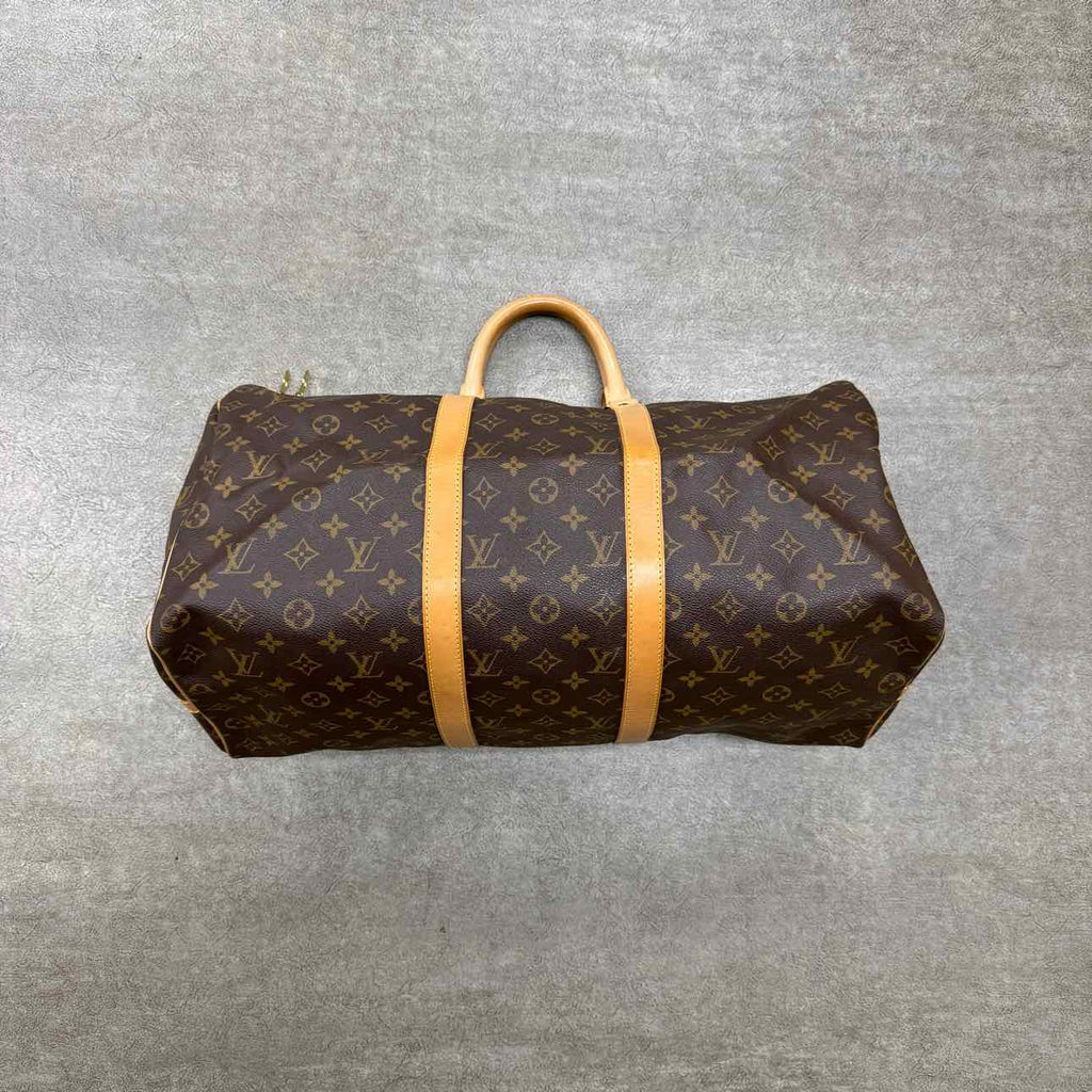Louis Vuitton Duffle Bag "KEEPALL" Used Brown Size 50