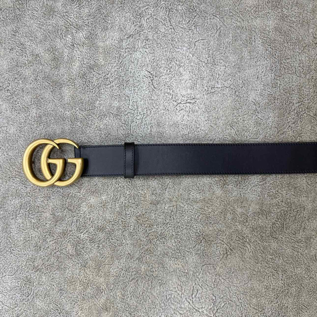 Gucci (W) Belt "GG GOLD BUCKLE" New Black Size 30