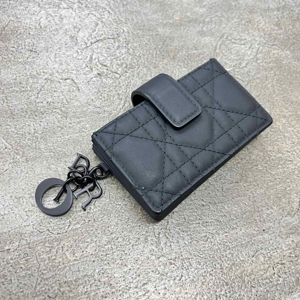 Dior Card Holder "LADY 5-GUSSET" Used Black