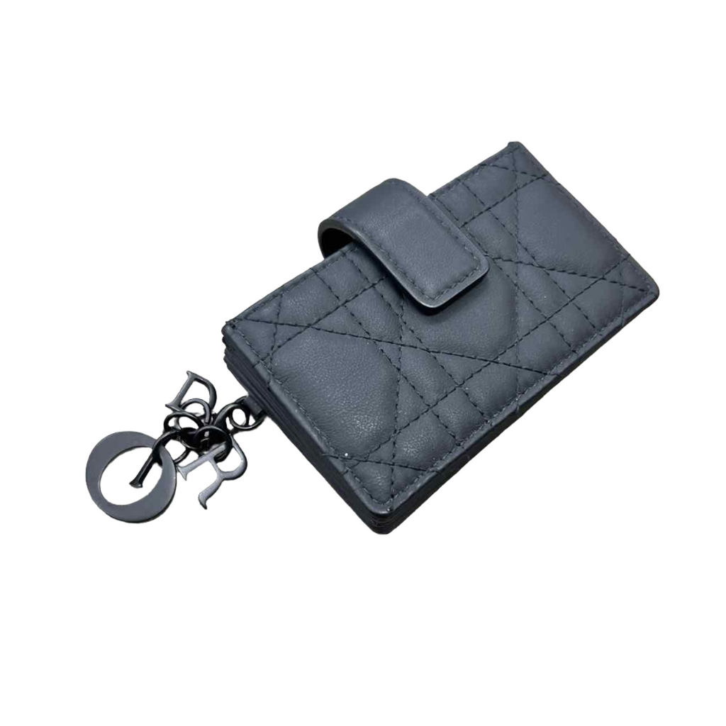 Dior Card Holder "LADY 5-GUSSET" Used Black