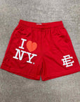 Eric Emanuel Mesh Shorts "I LOVE NY" Red New Size M