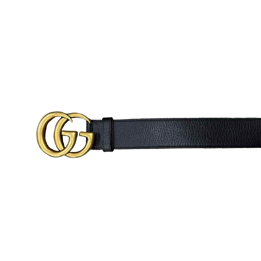 Gucci (W) Belt "GG GOLD BUCKLE" New Black Size 30